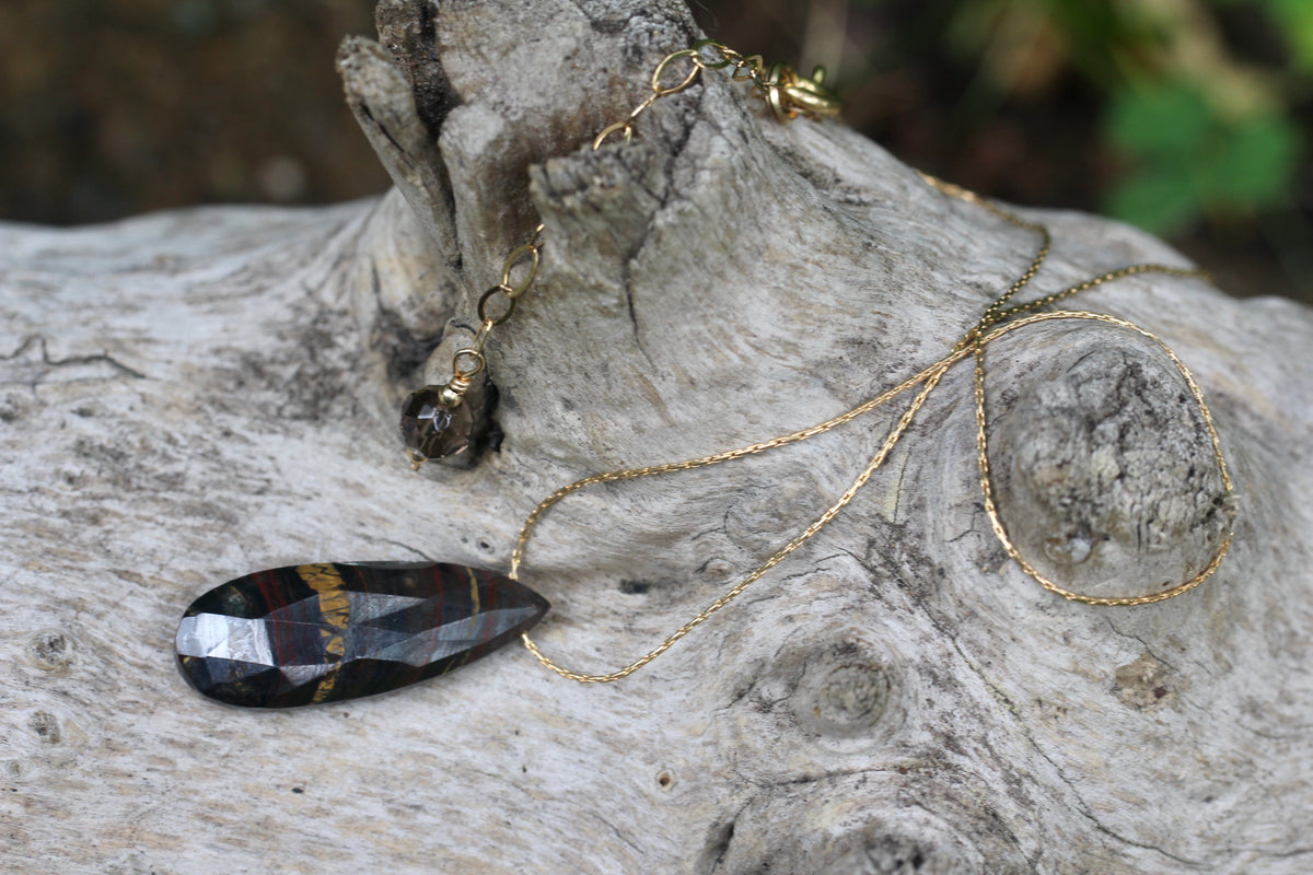 Iron Tigereye Gold Necklace
