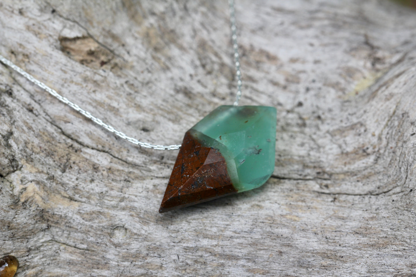Chrysoprase Sparrow Silver Necklace