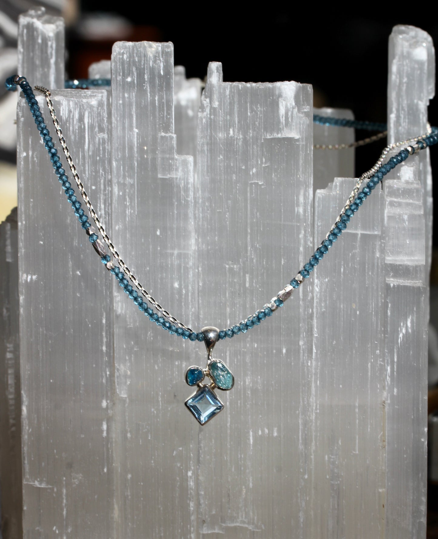 London Blue Topaz and Apatite Beaded Chain Necklace