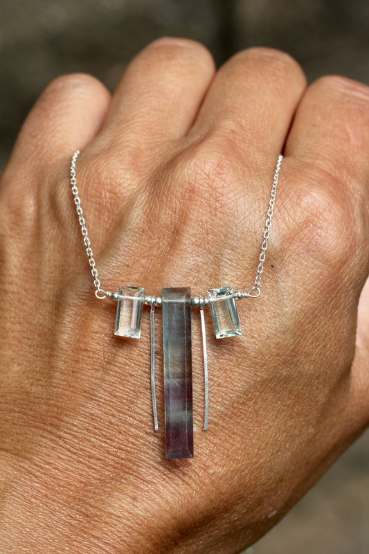 Fluorite Prasiolite Necklace