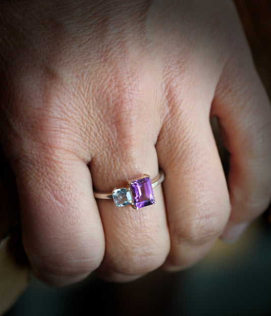 Amethyst Blue Topaz Gemmy Ring