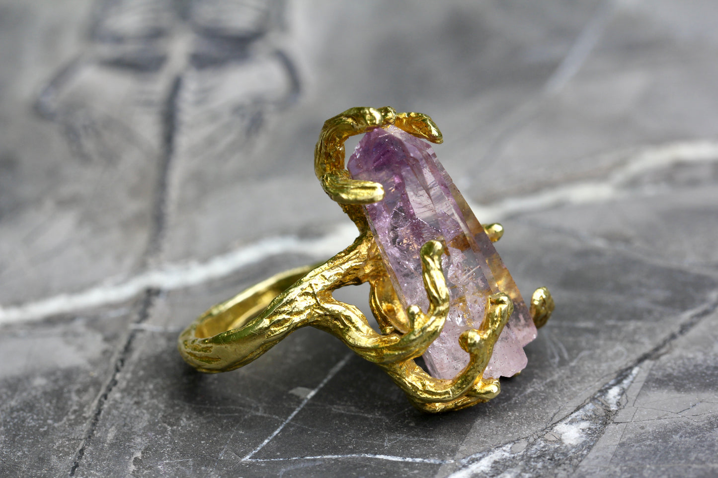 Vera Cruz Amethyst Crystal Branch Ring