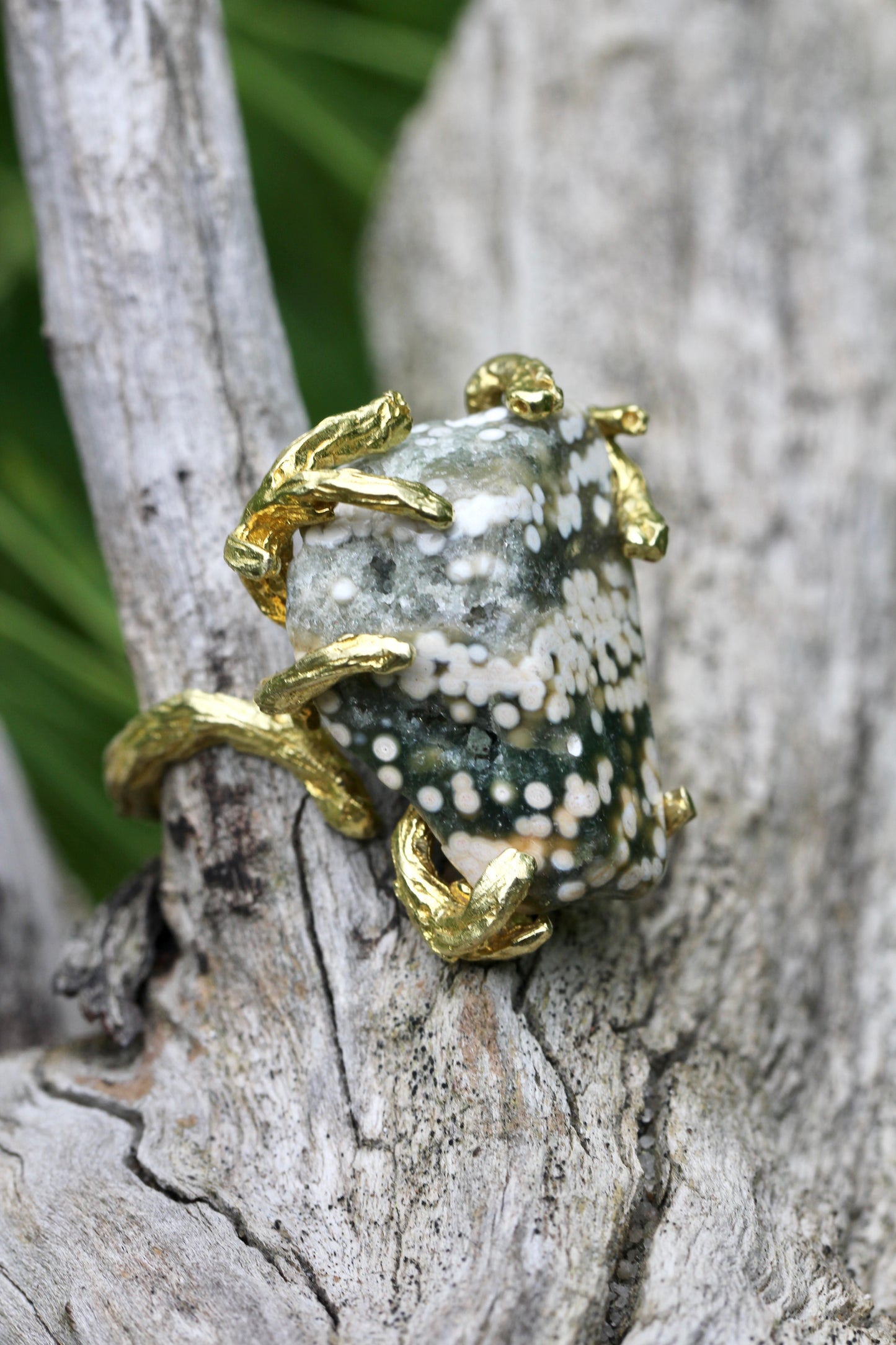 Ocean Jasper Speckled Branch RIng