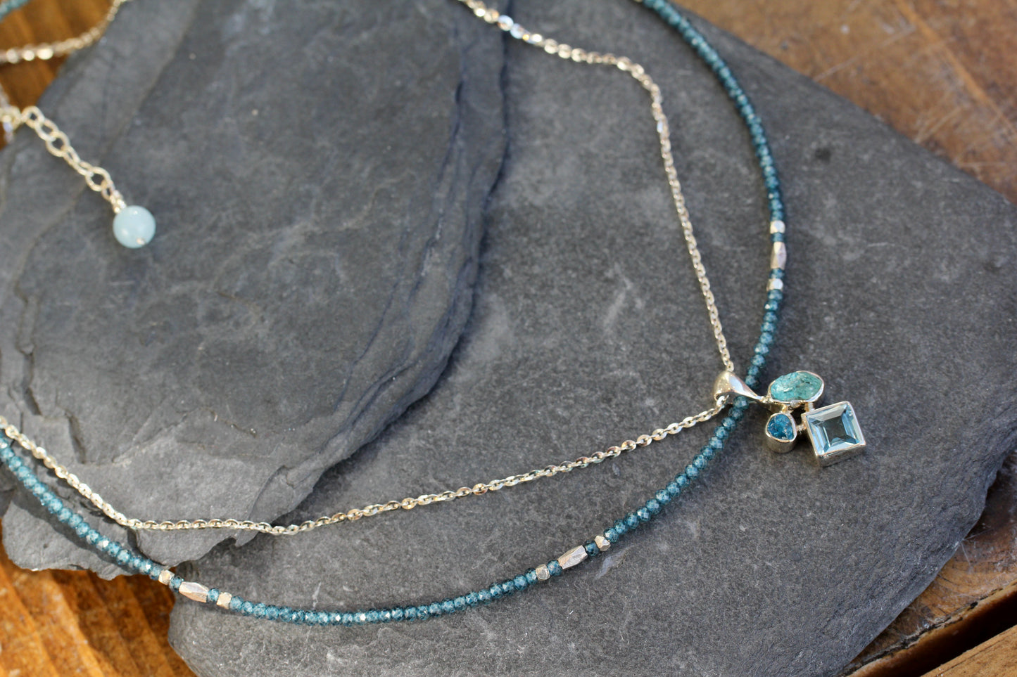 London Blue Topaz and Apatite Beaded Chain Necklace