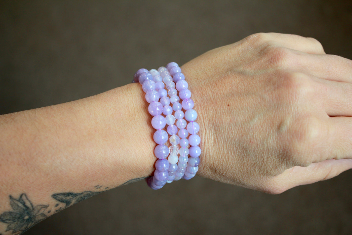 Lavender Quartz Bead Stretch Bracelet