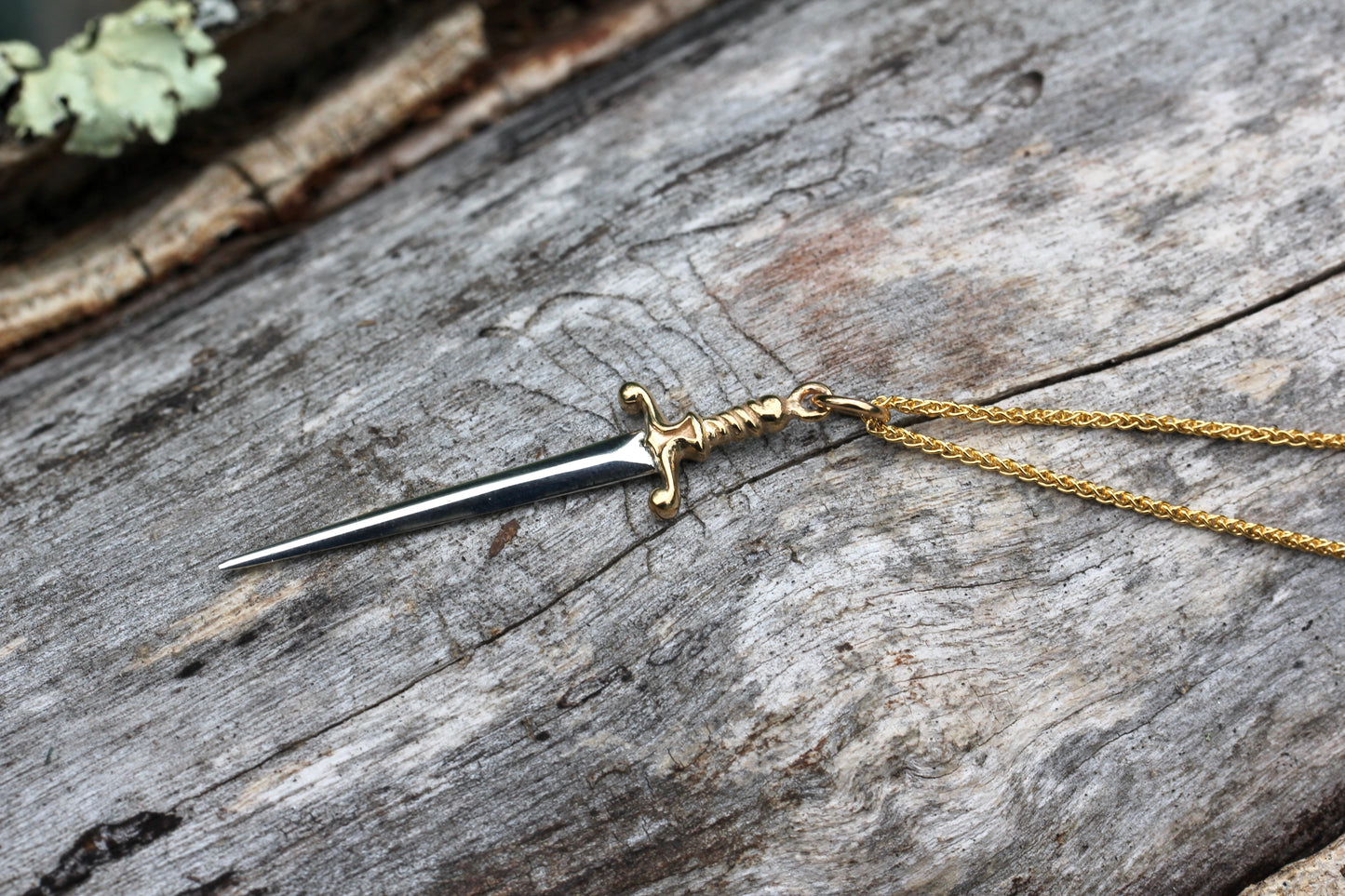 Silver and Gold Sword Necklace