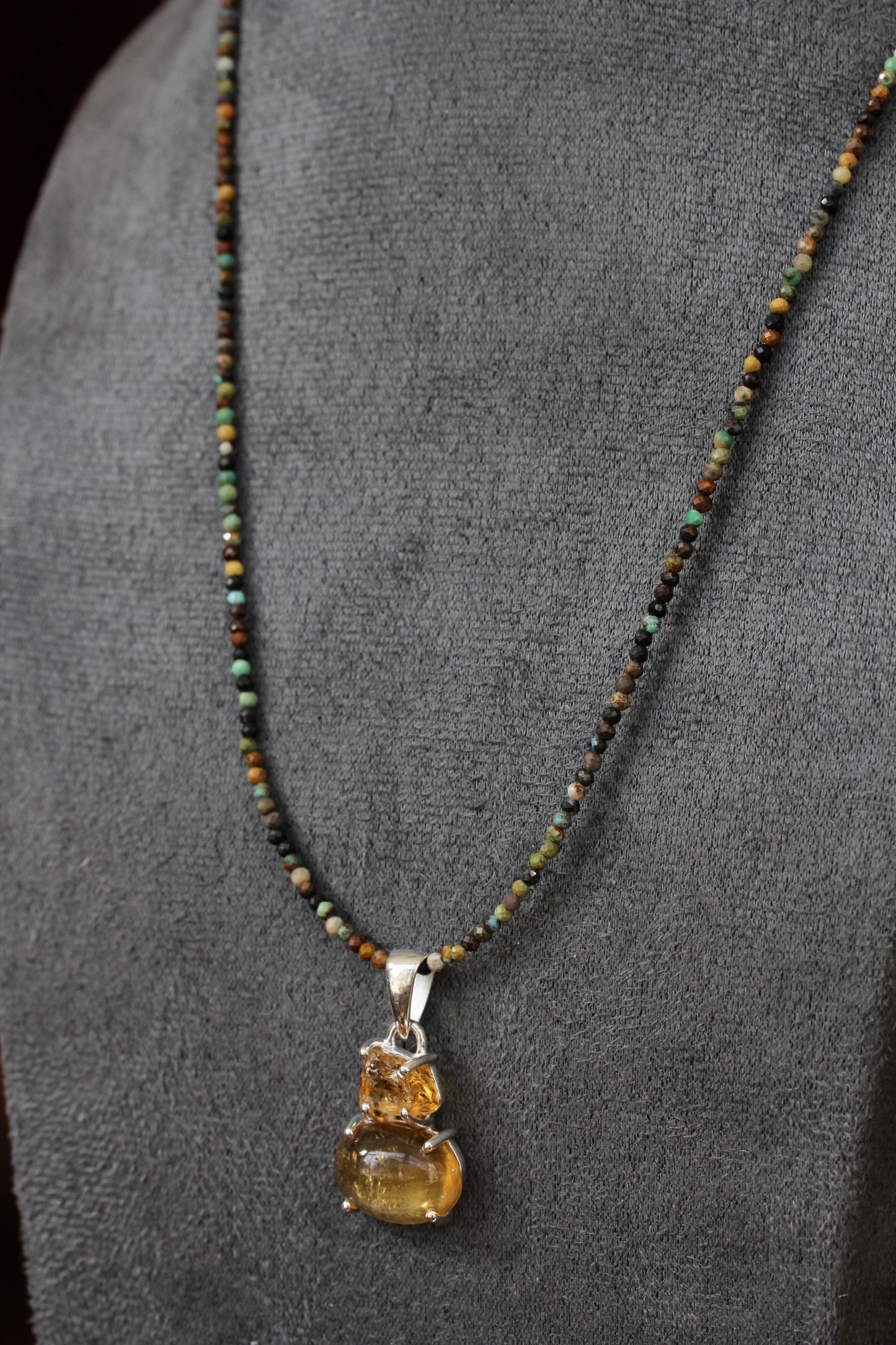 Citrine Turquoise Beaded Necklace
