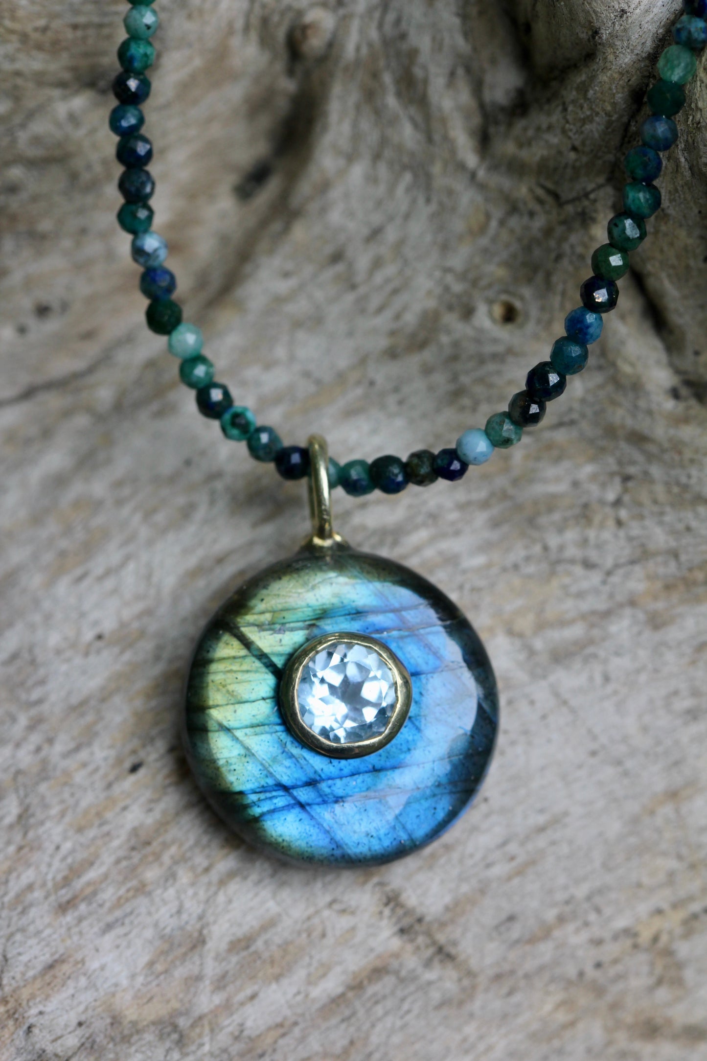 Labradorite Azurite Beaded Necklace