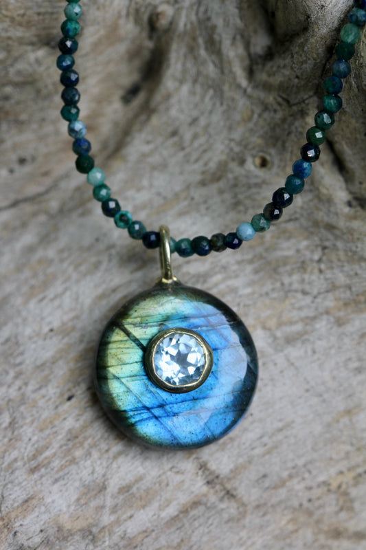 Labradorite Azurite Beaded Necklace