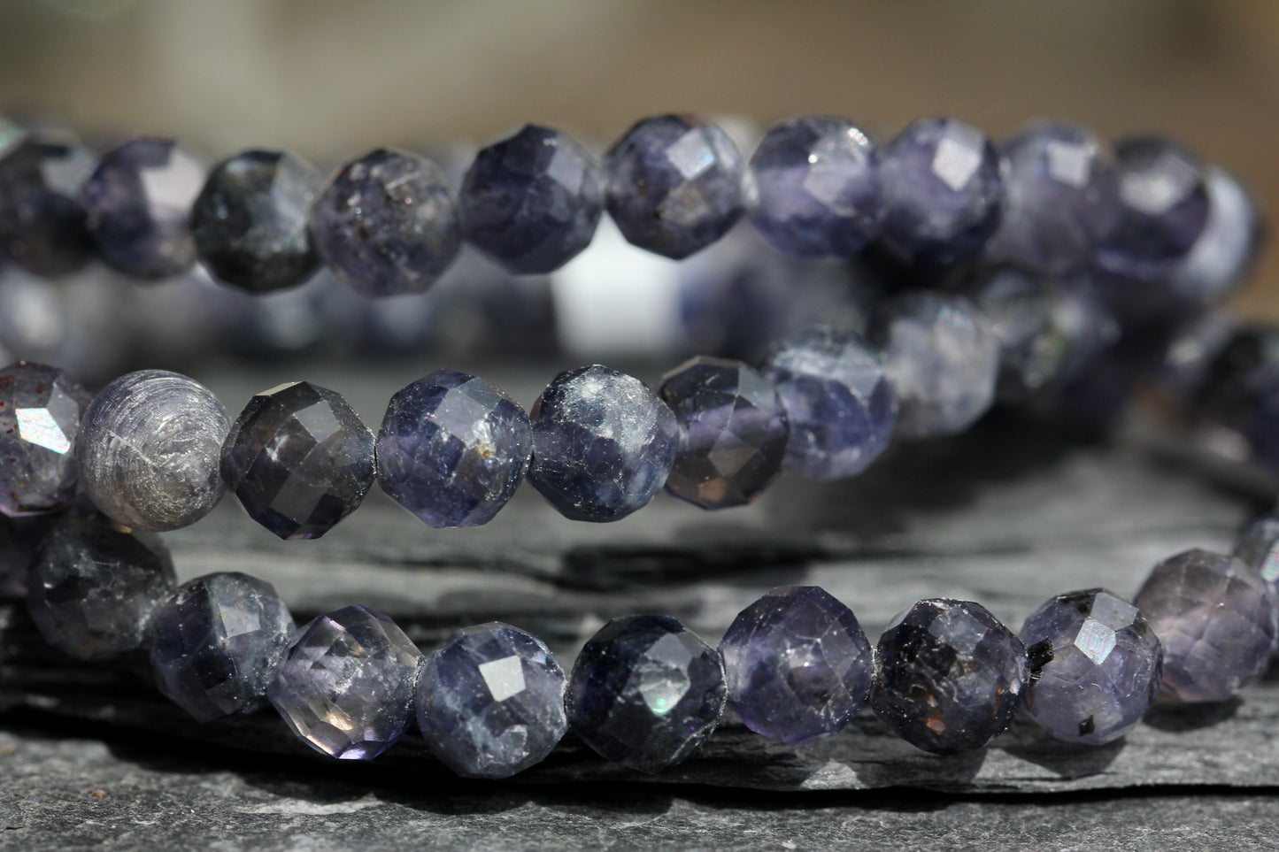 Iolite Bead Stretch Bracelets