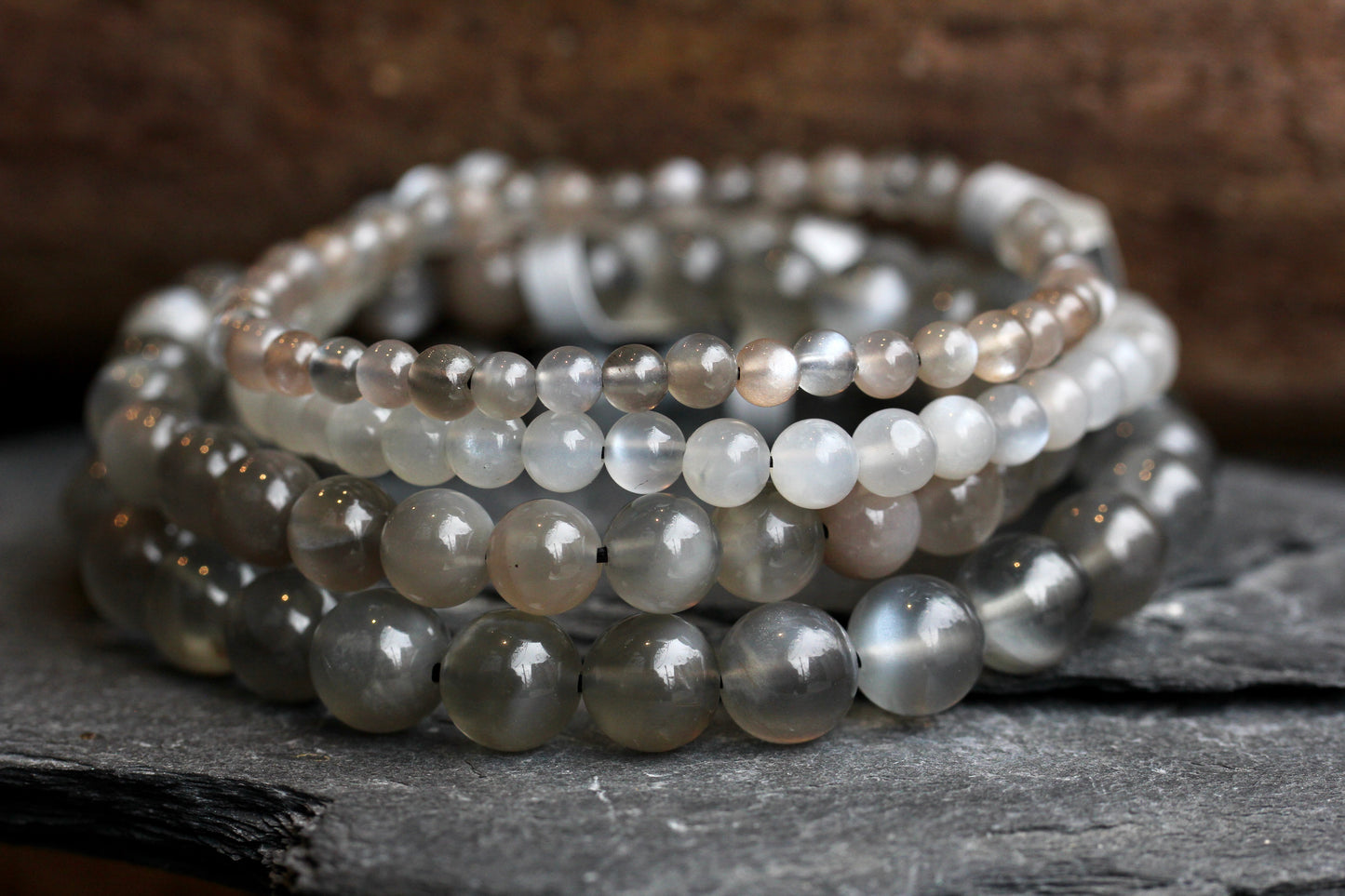 Grey Moonstone Stretch Bracelets