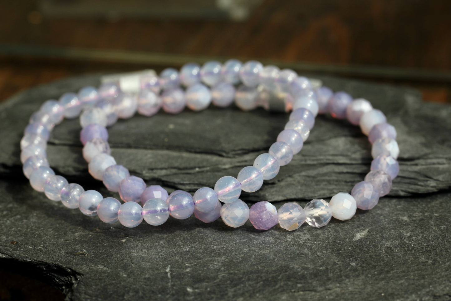Lavender Quartz Bead Stretch Bracelet