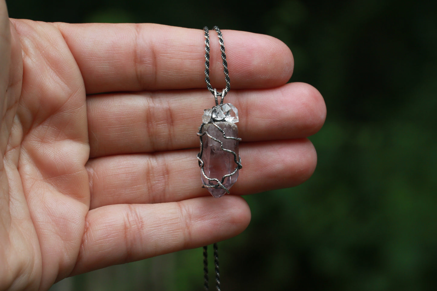 Vera Cruz Amethyst Herkimer Diamond Crystal Pendant