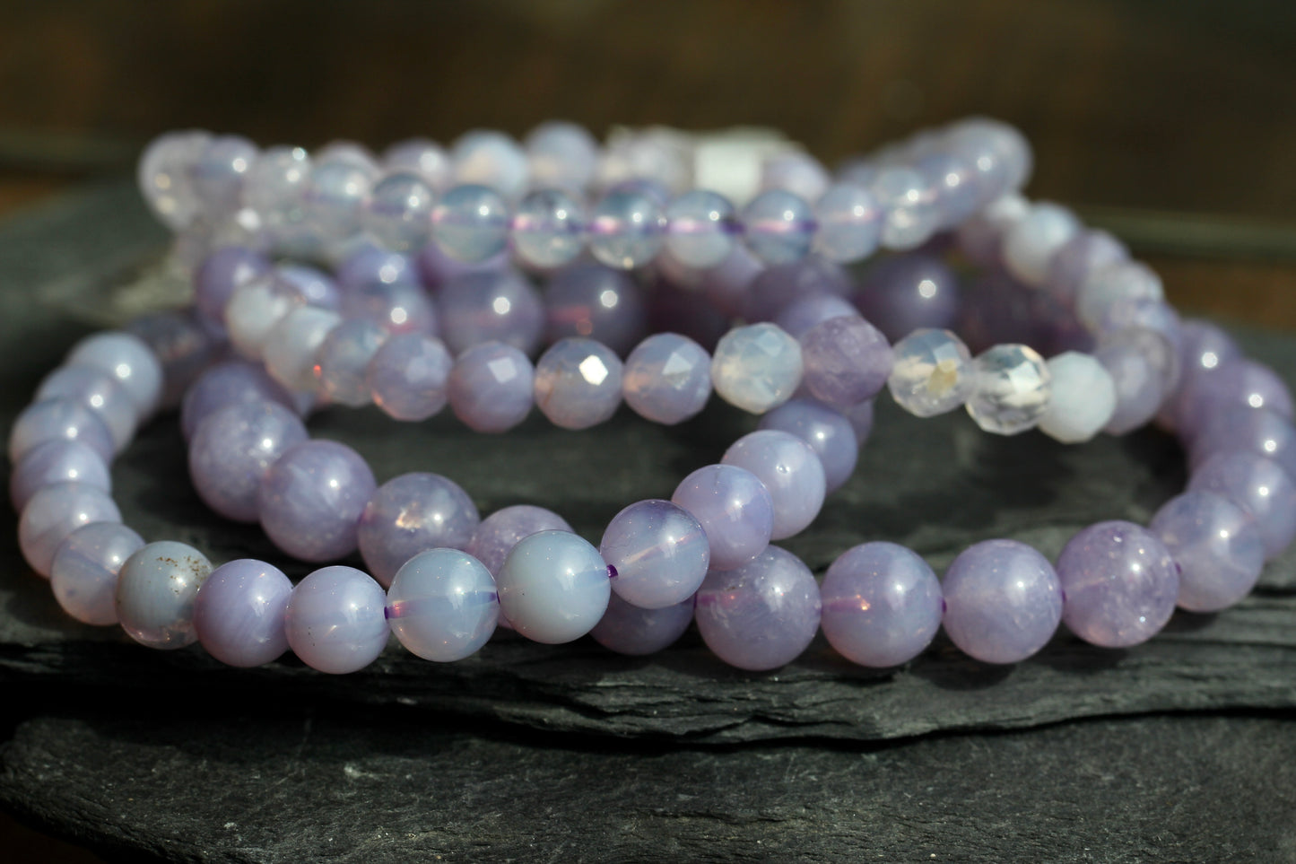 Lavender Quartz Bead Stretch Bracelet