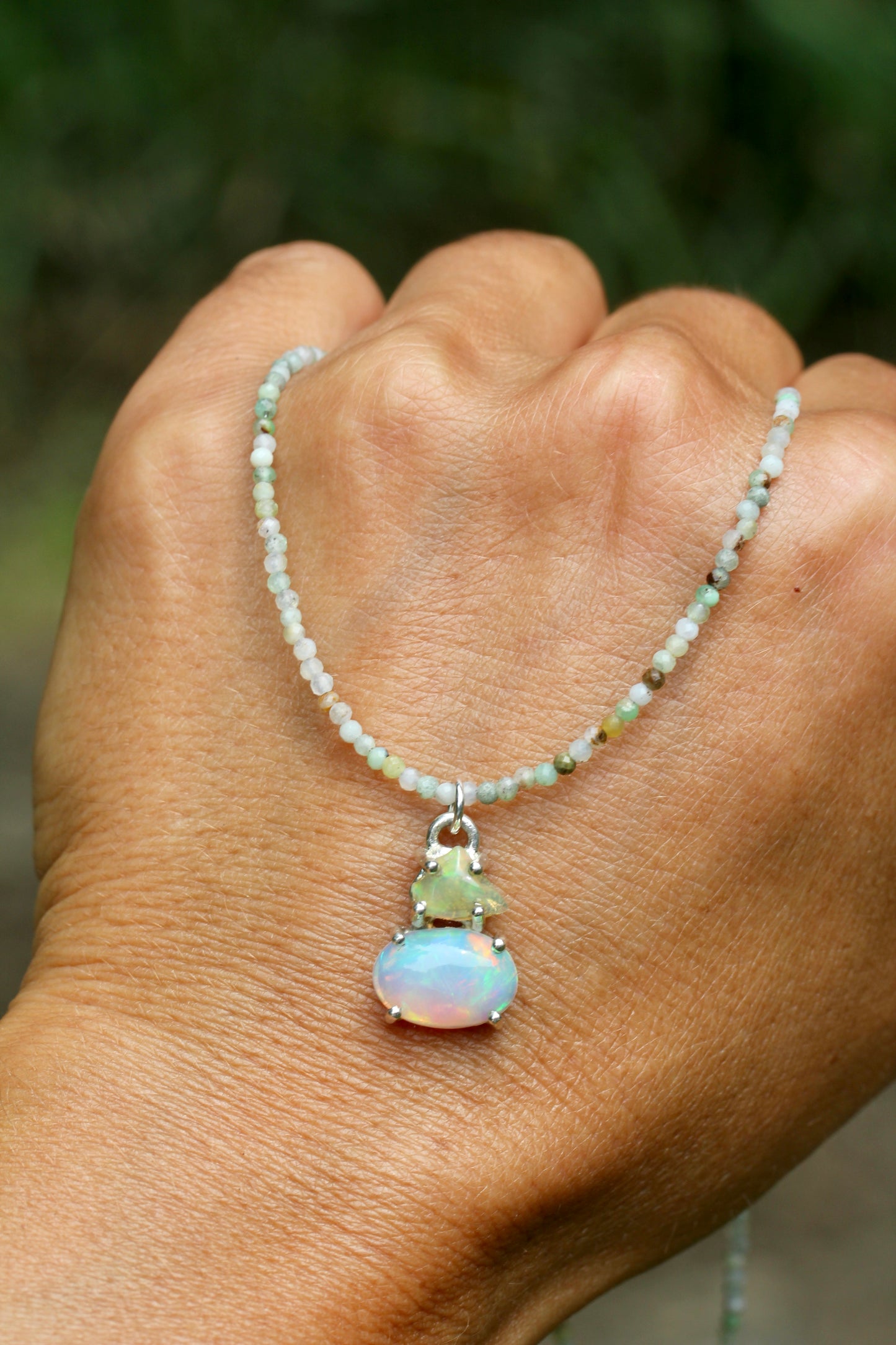 Ethiopian Opal Chrysoprase Beaded Necklace