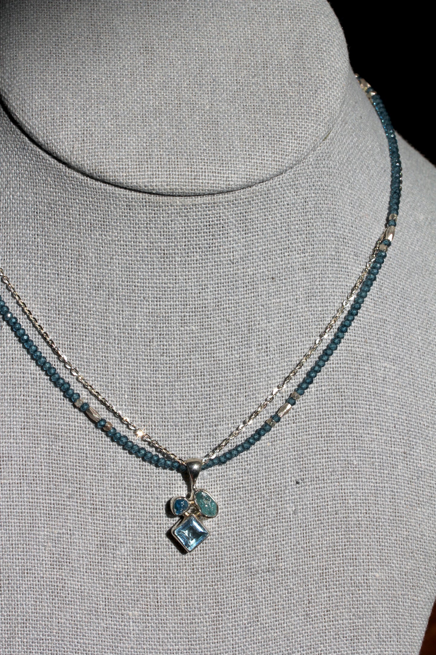 London Blue Topaz and Apatite Beaded Chain Necklace