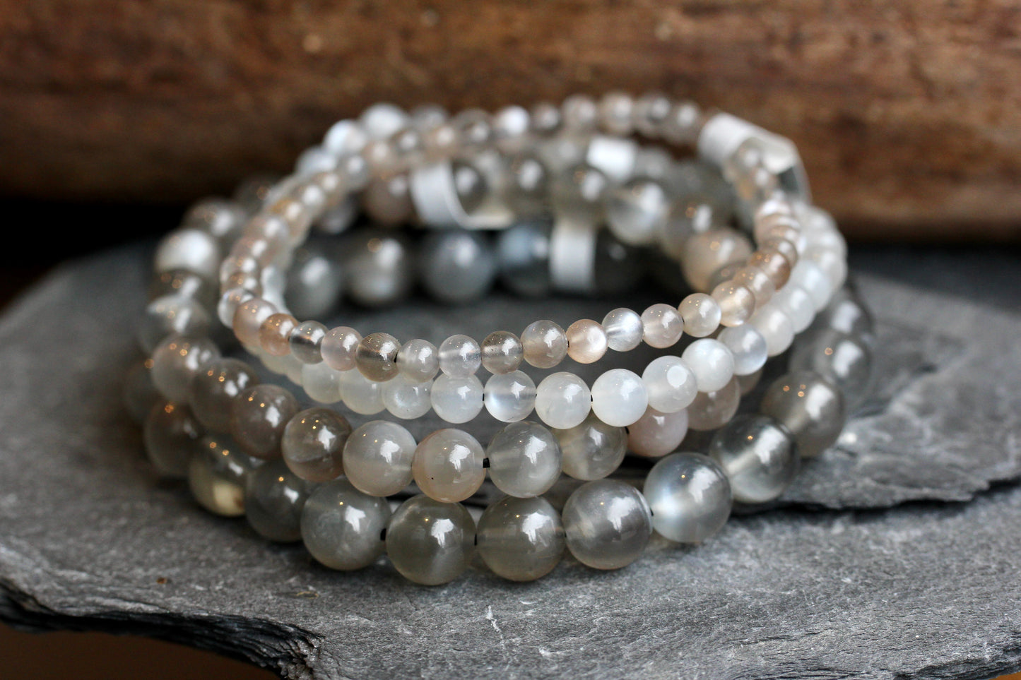 Grey Moonstone Stretch Bracelets
