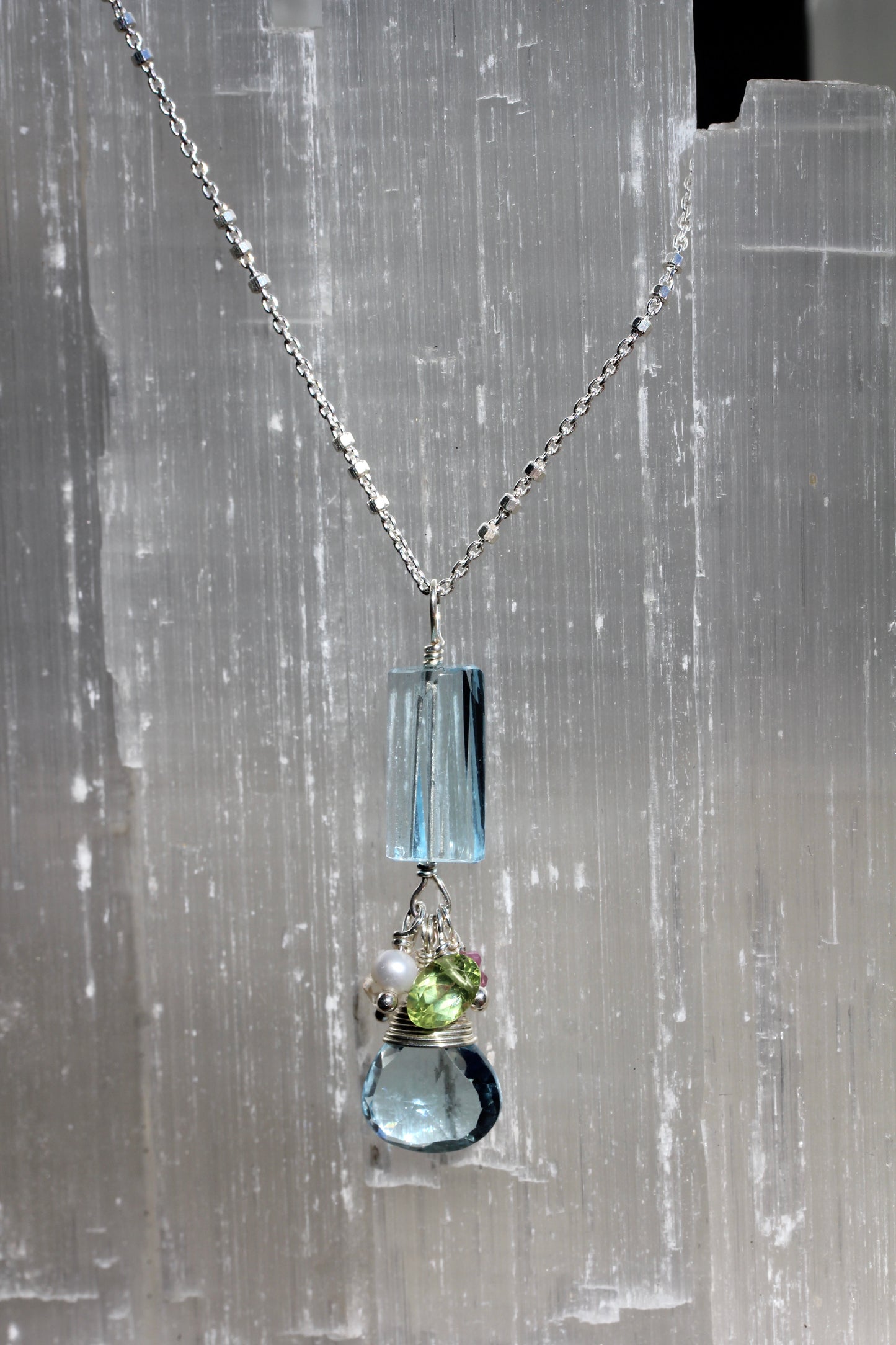 Blue Topaz Tassel Necklace