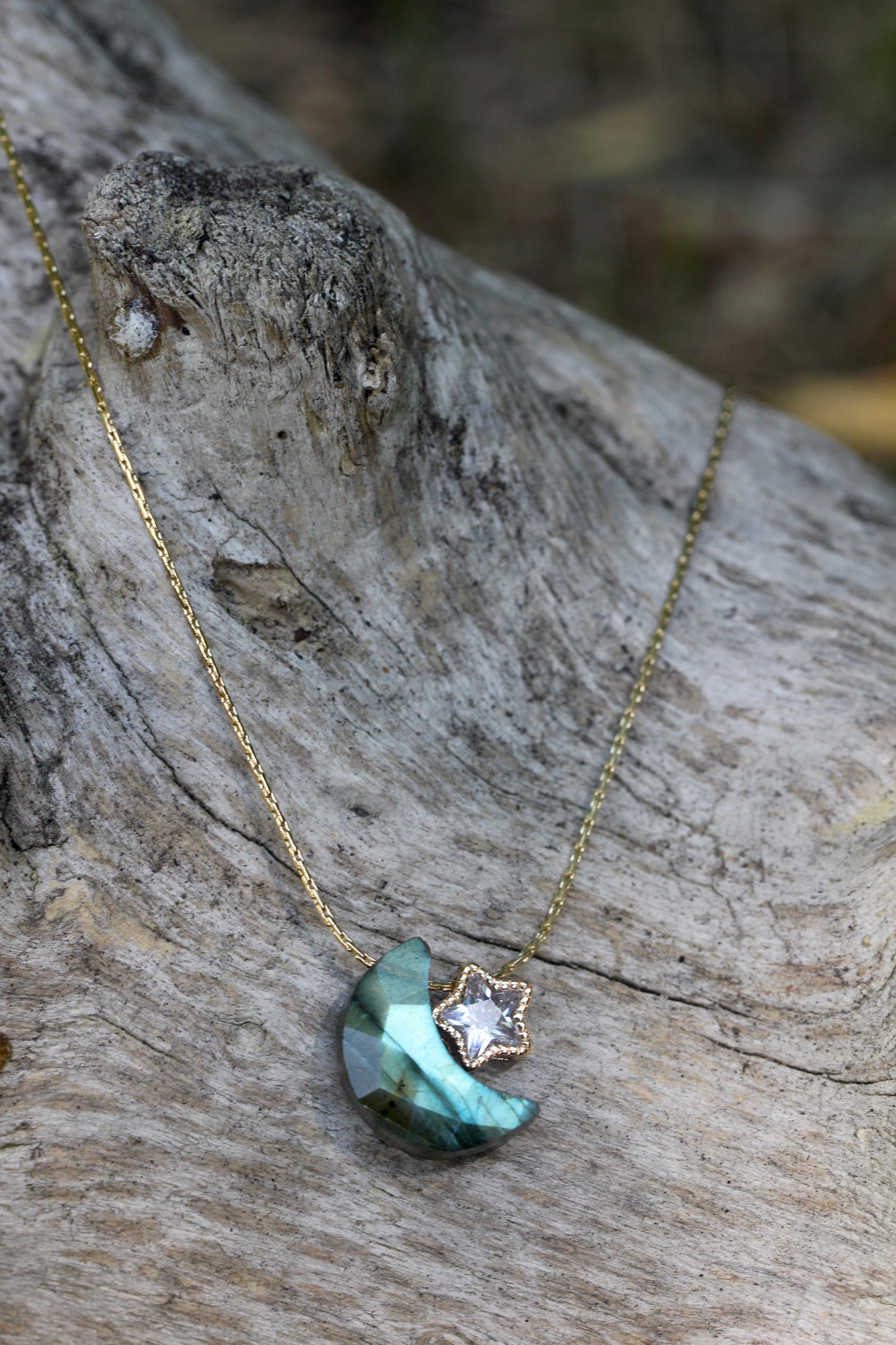 Labradorite Moon Star Necklace