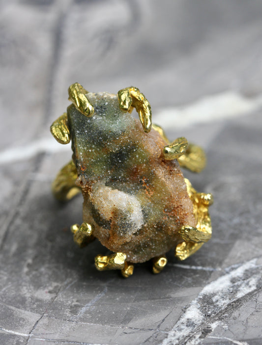 Chrome Chalcedony Druzy Branch Ring