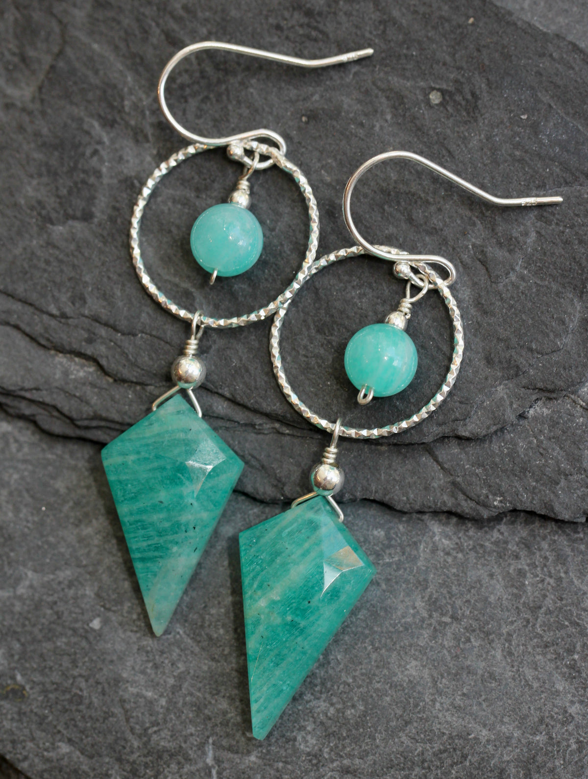 Amazonite Hoop Spike Earrings