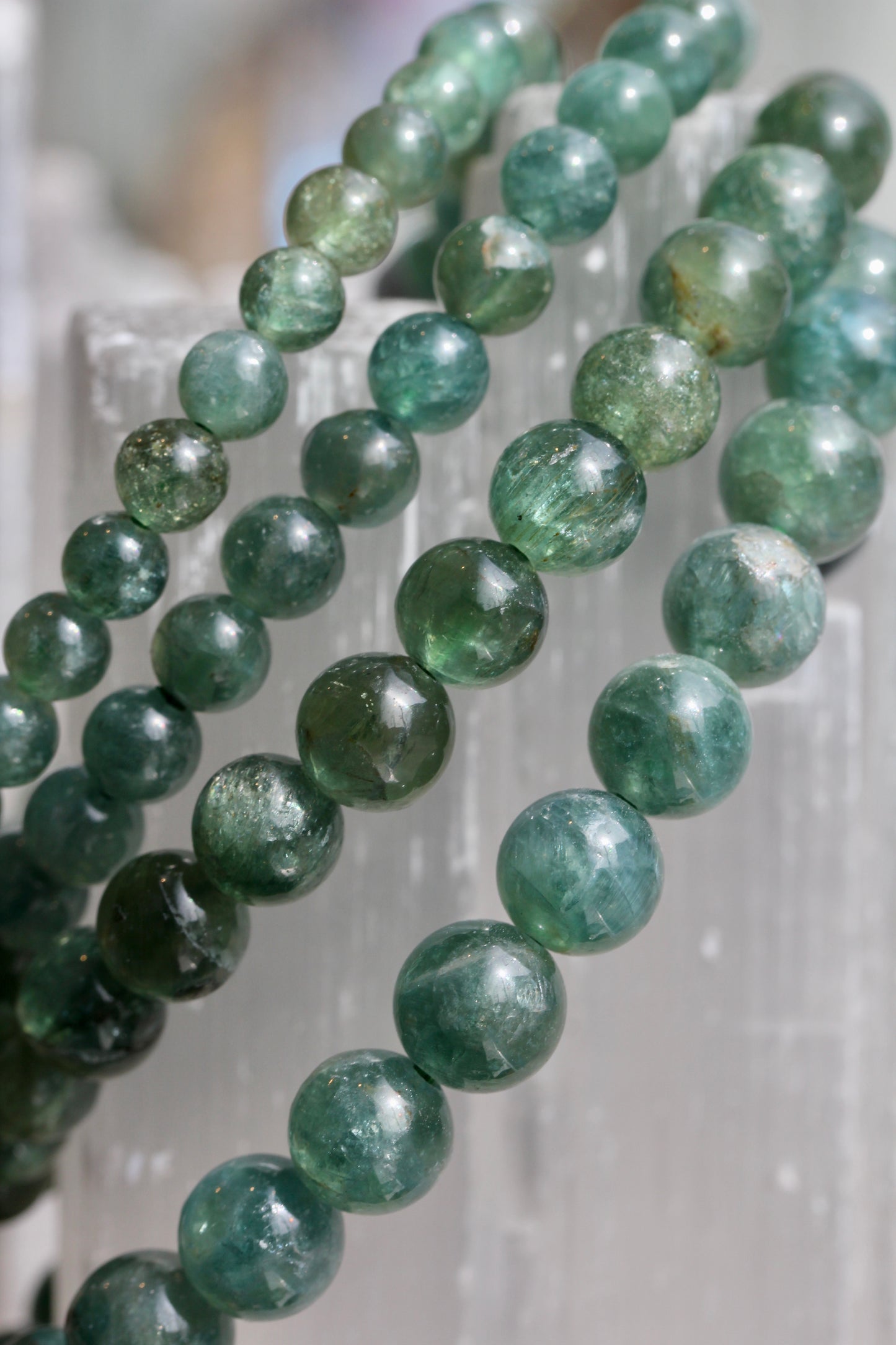 Green Apatite Stretch Bead Bracelets