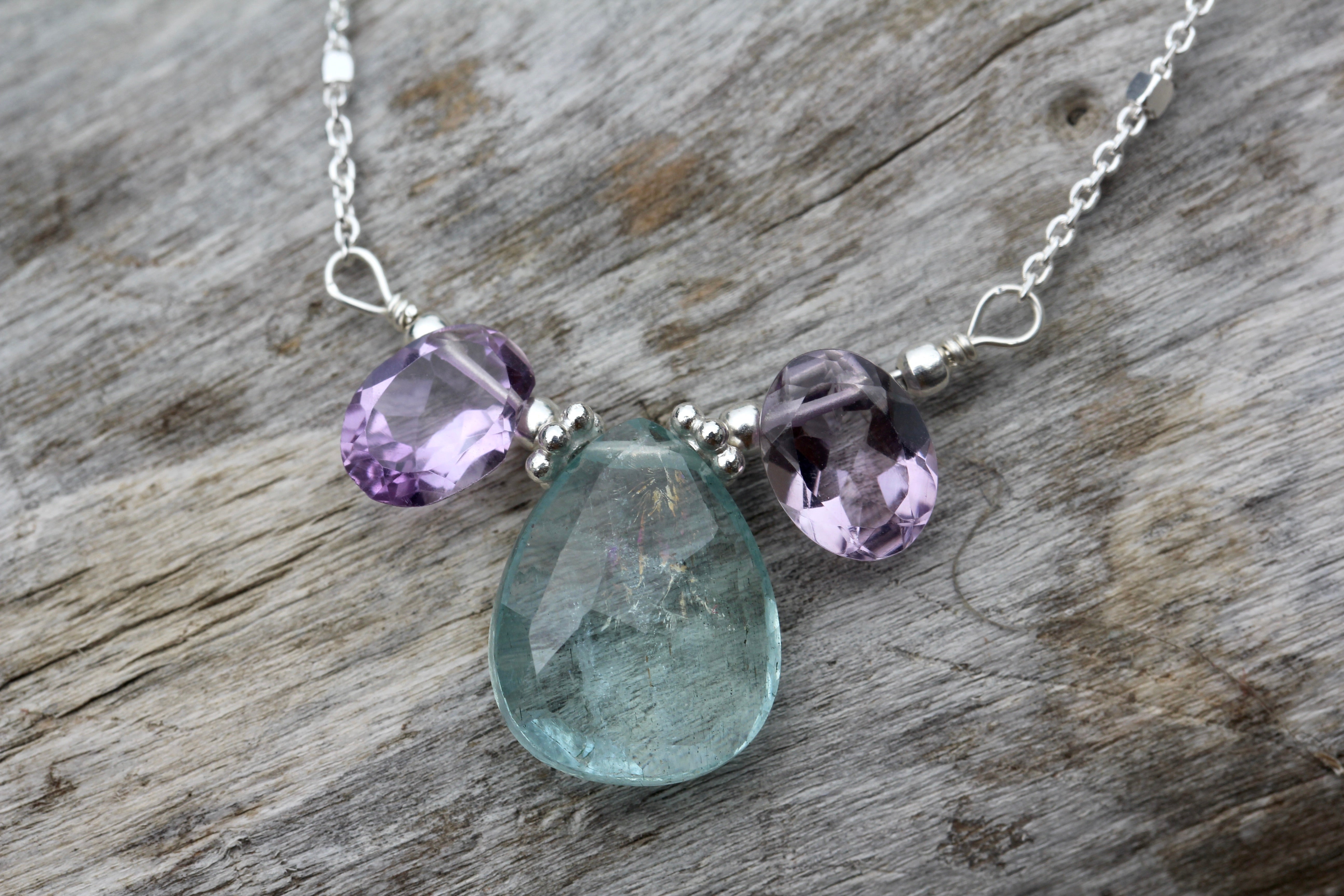 Amethyst and hot sale aquamarine necklace