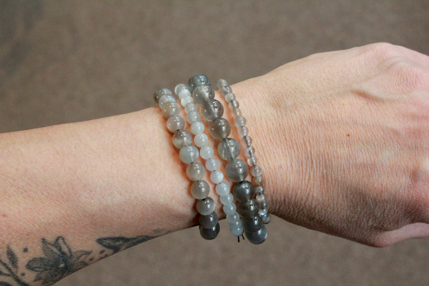 Grey Moonstone Stretch Bracelets