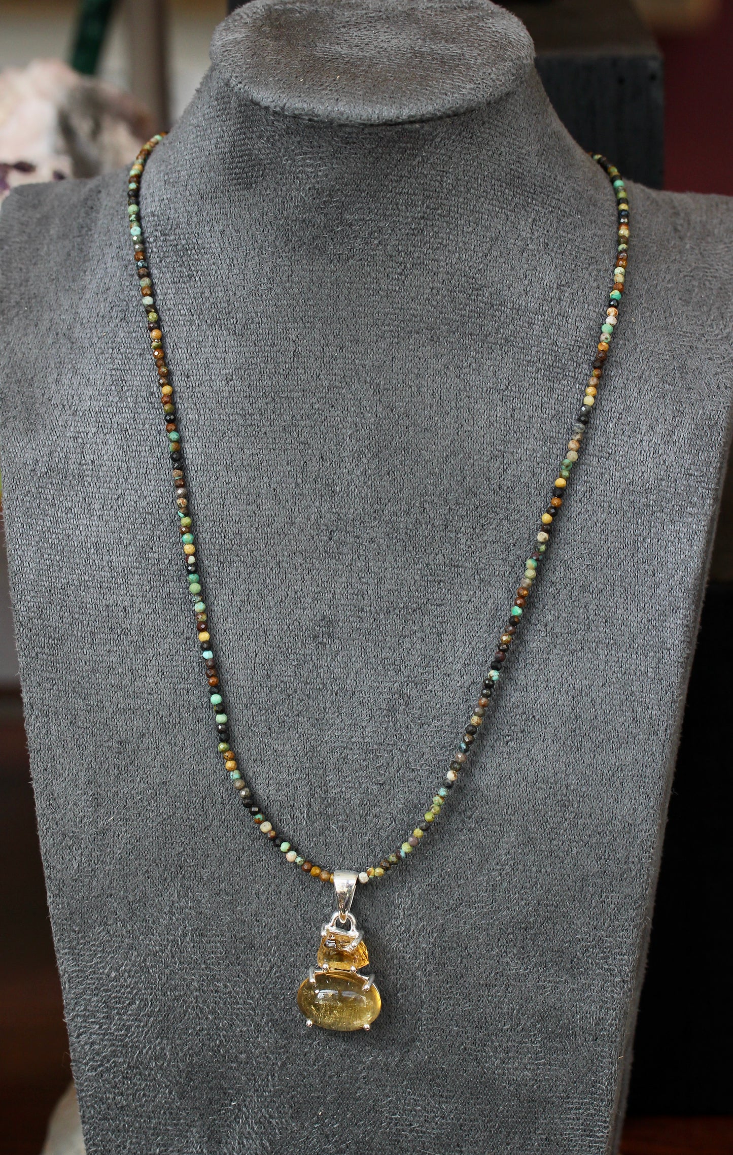 Citrine Turquoise Beaded Necklace
