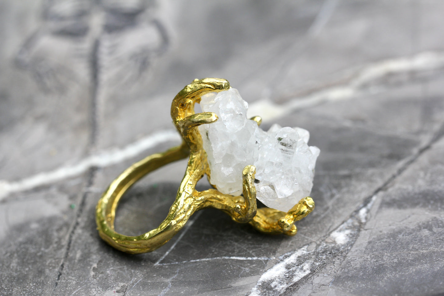 Apophyllite Crystal Branch Ring