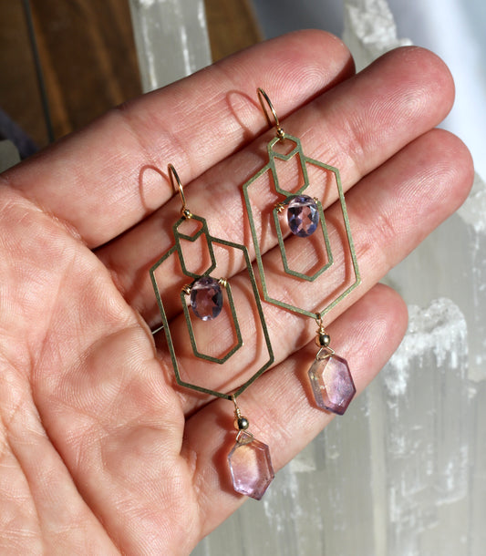 Ametrine Window Frame Earrings
