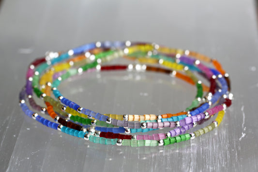 Rainbow Pride Satin Bead Bracelet