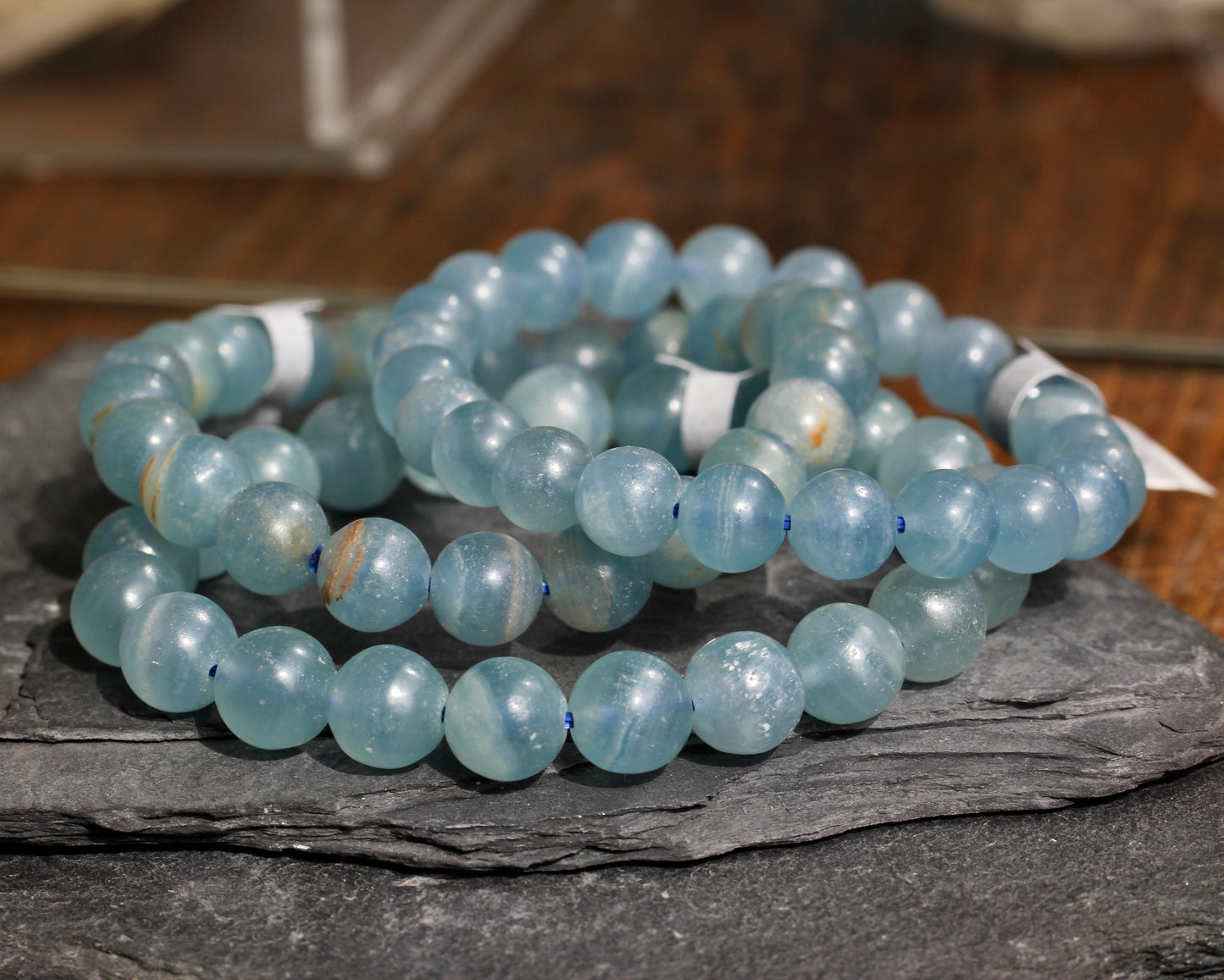 Blue Calcite Bead Stretch Bracelet