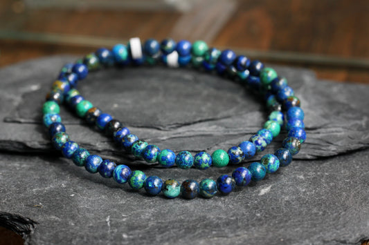 Azurite Malachite Bead Stretch Bracelet