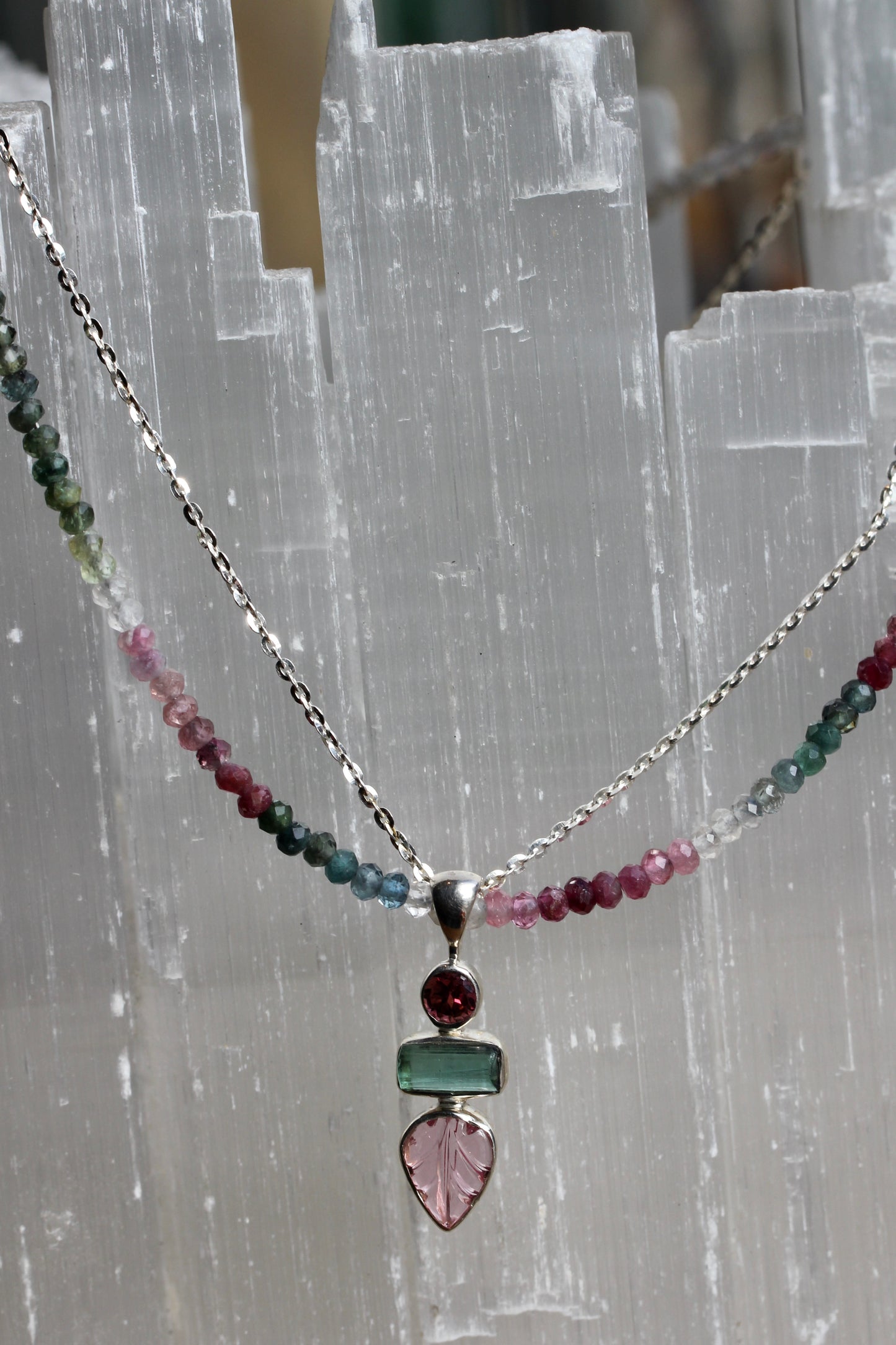 Multi Colored Tourmaline Beaded Necklace