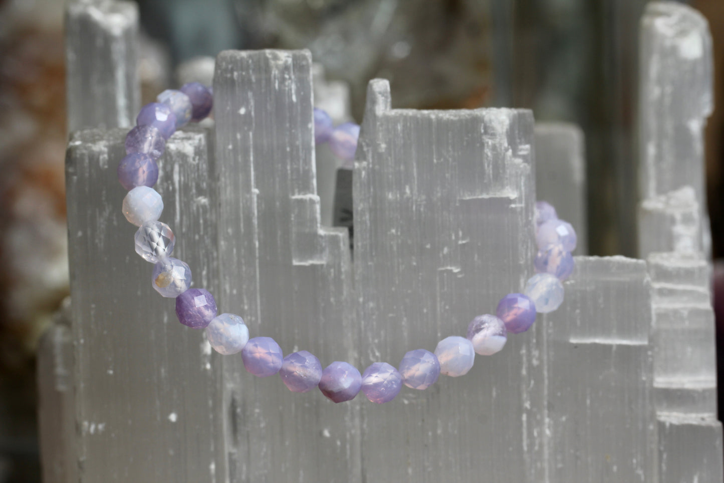 Lavender Quartz Bead Stretch Bracelet