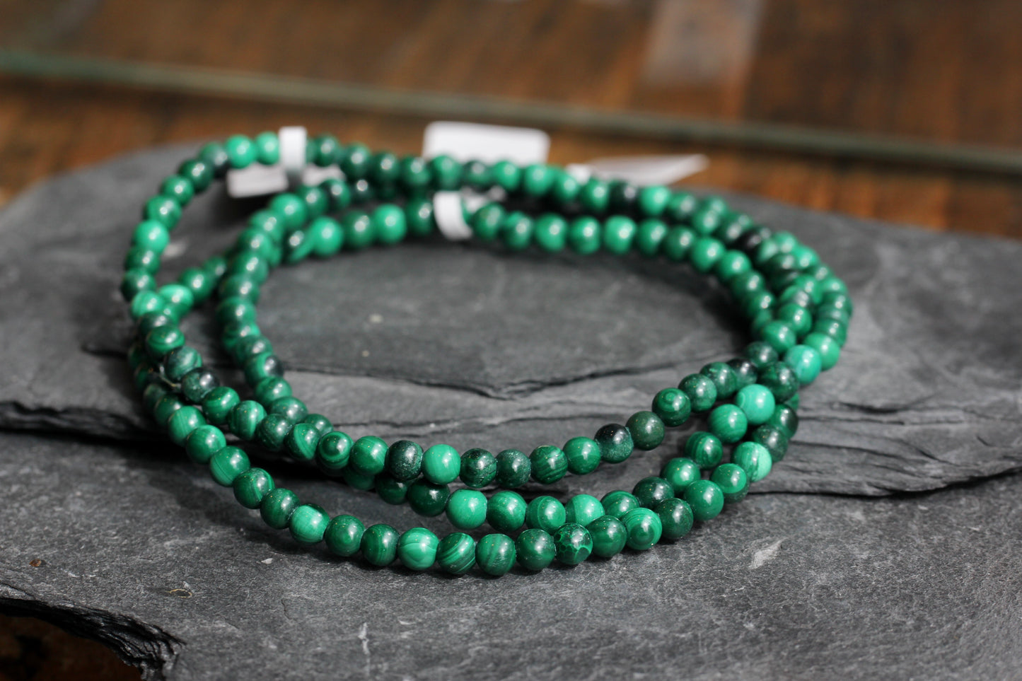 Malachite Bead Stretch Bracelet
