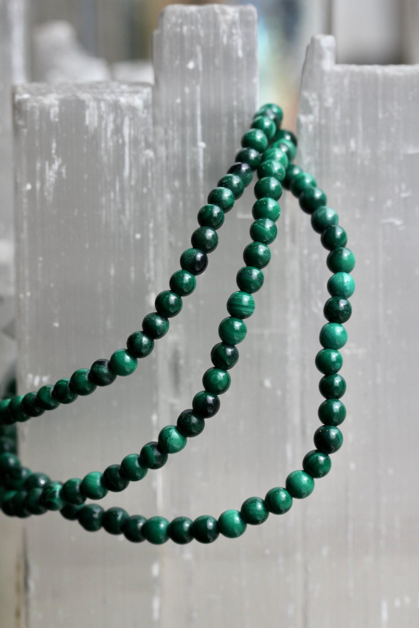 Malachite Bead Stretch Bracelet