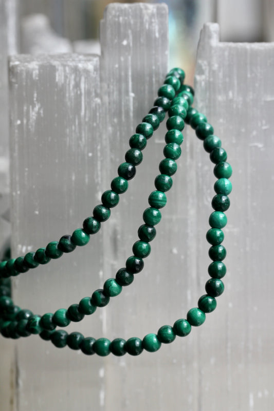 Malachite Bead Stretch Bracelet