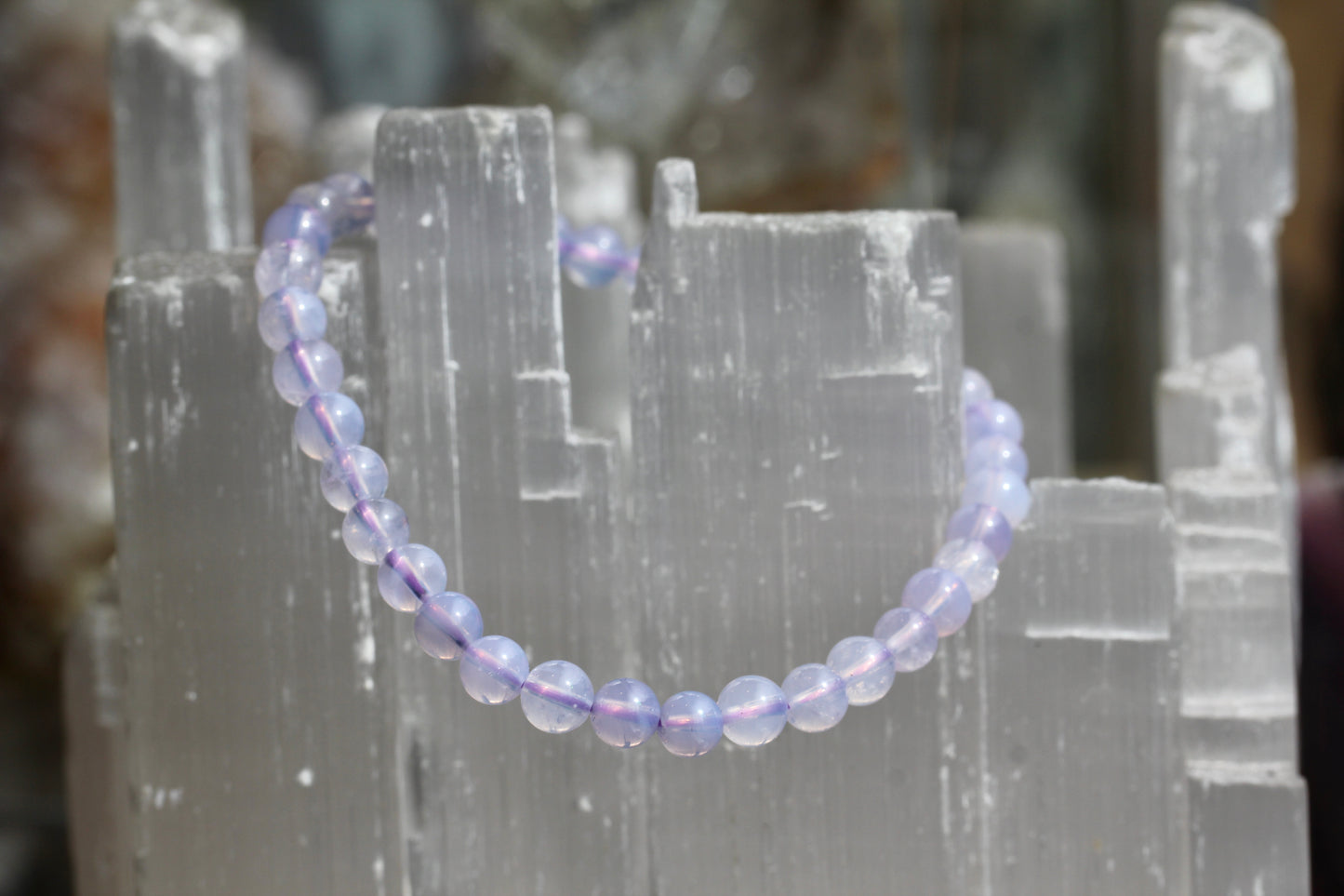Lavender Quartz Bead Stretch Bracelet