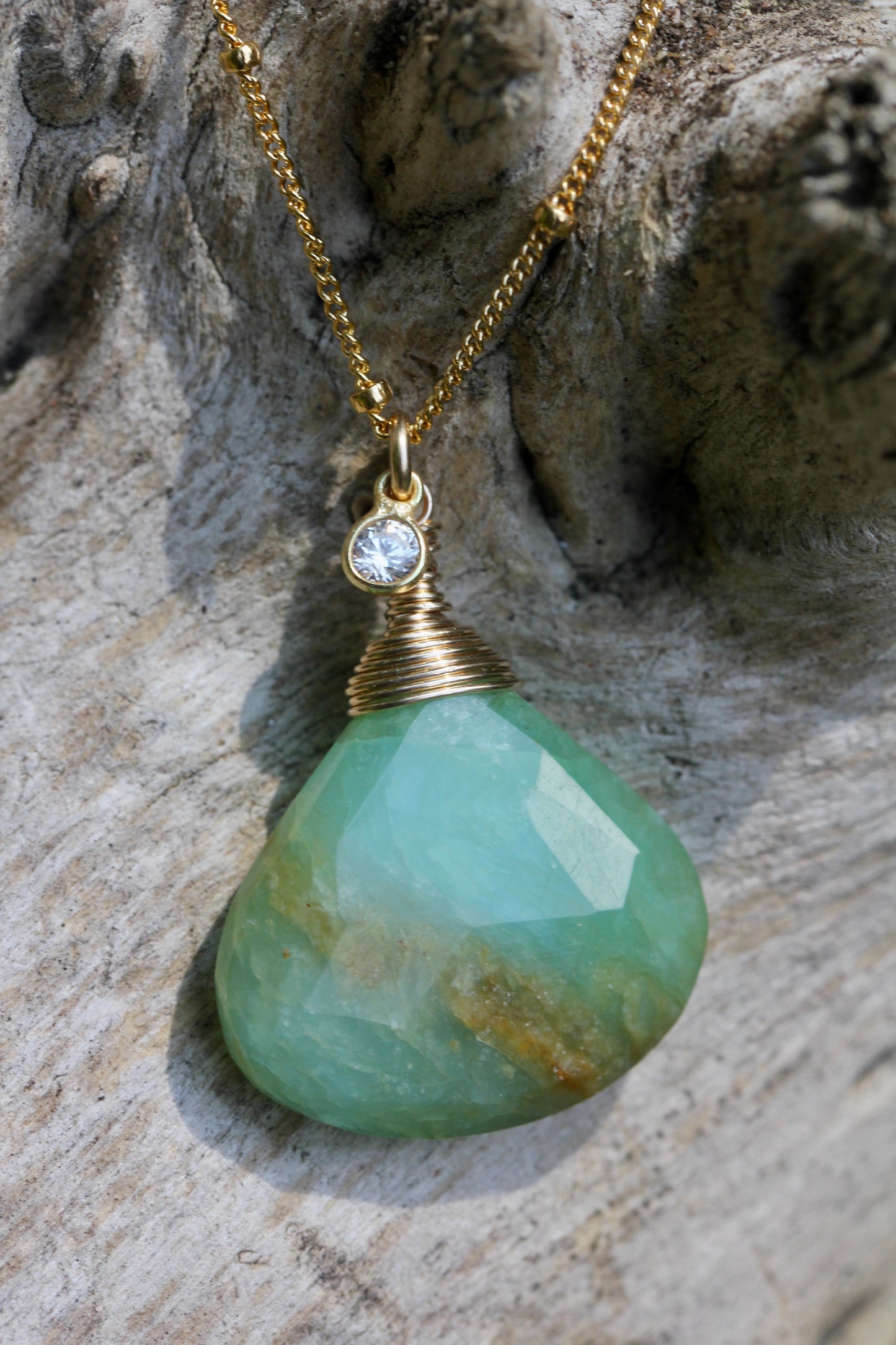 Peruvian Opal Gold CZ Necklace