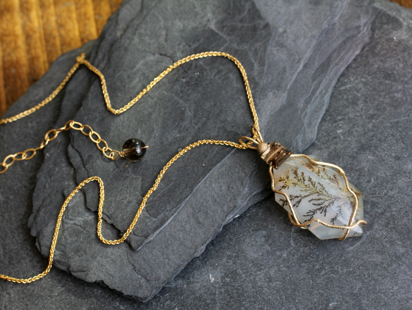 Dendritic Agate Smokey Quartz Necklace