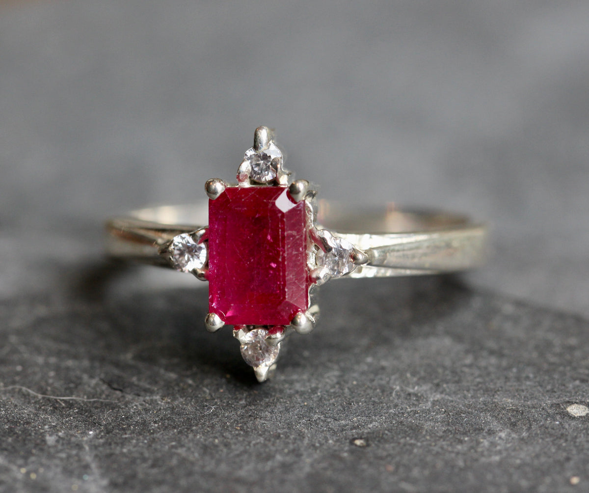Ruby White Topaz Ring