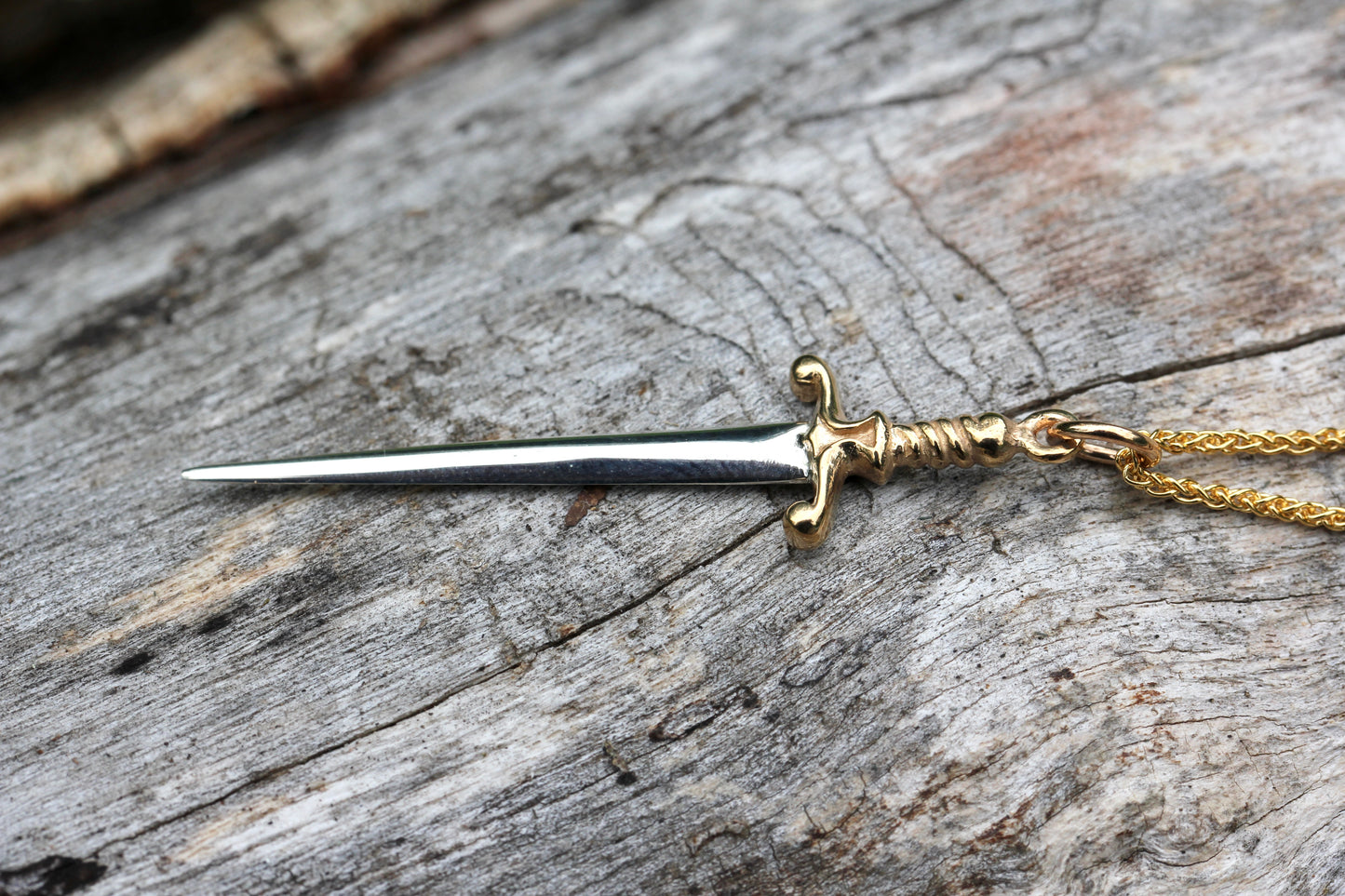 Silver and Gold Sword Necklace