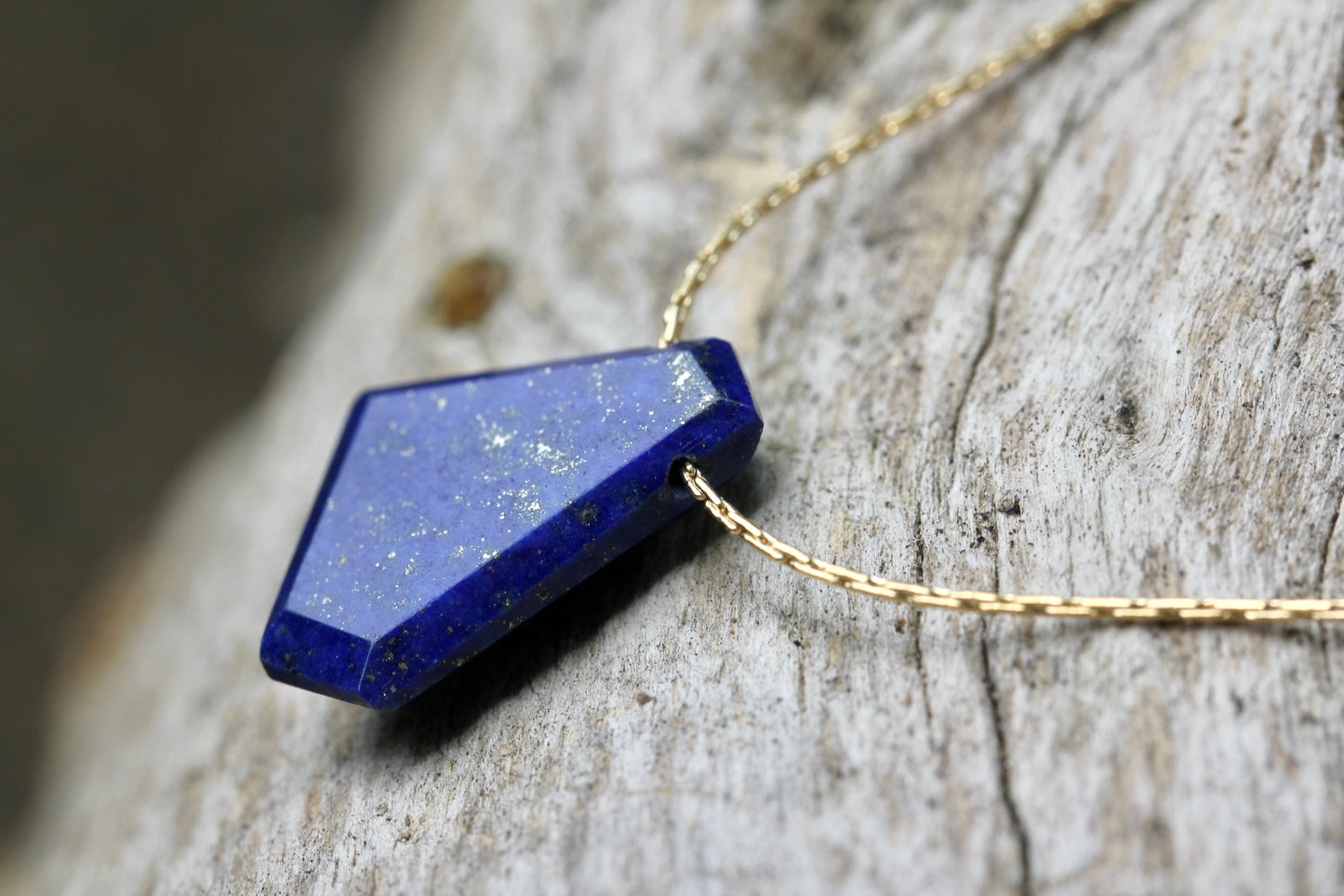 Geometric Lapis Gold Filled Necklace