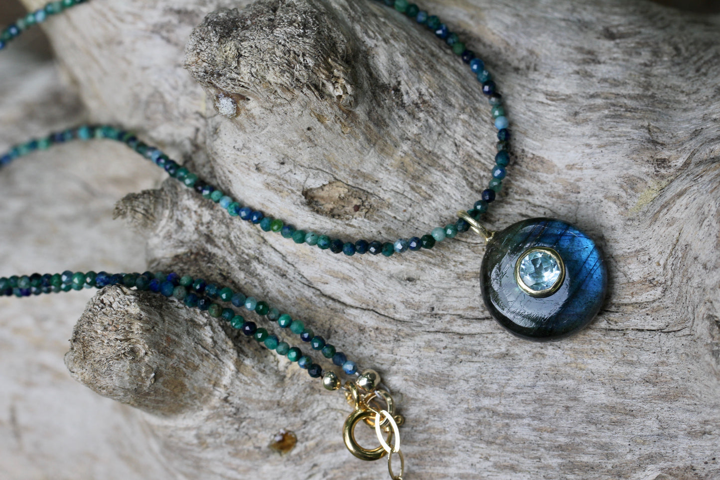 Labradorite Azurite Beaded Necklace