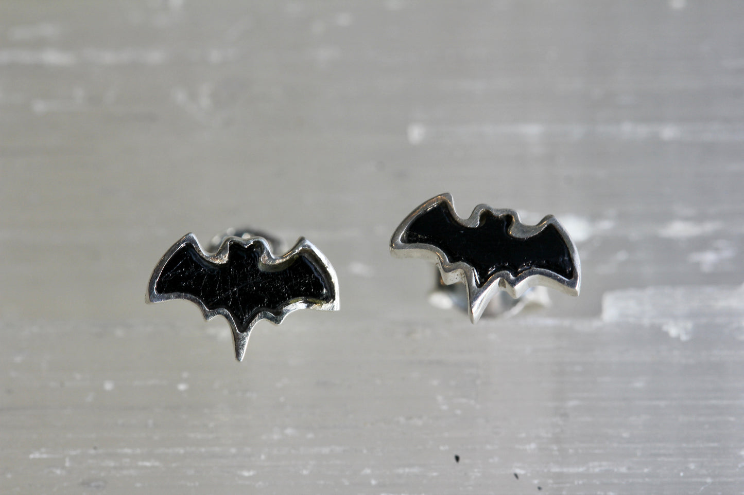 Black Tourmaline Bat Post Earrings