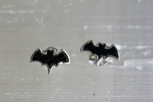 Black Tourmaline Bat Post Earrings