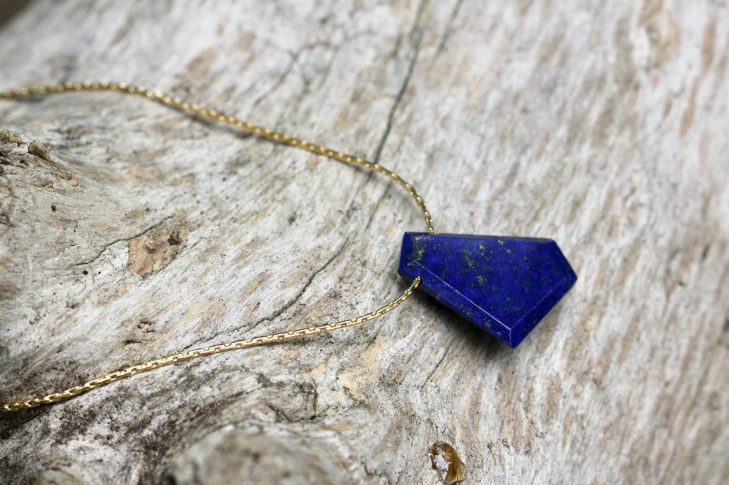 Geometric Lapis Gold Filled Necklace