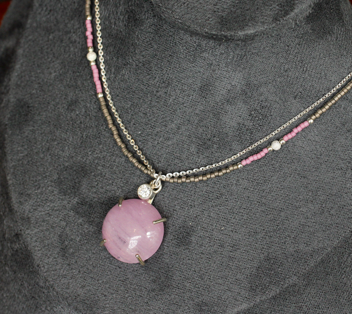 Kunzite Beaded Multi Strand Necklace